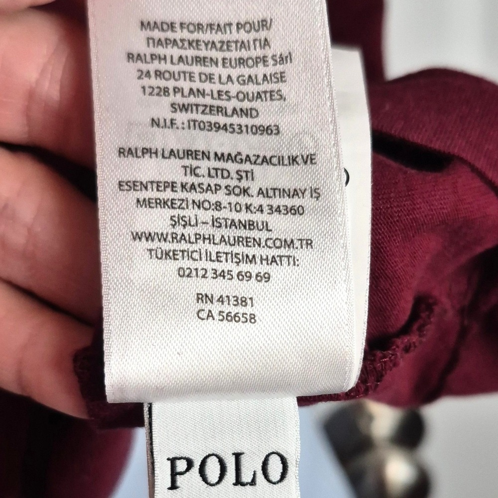 Polo Ralph Lauren burgundy red short sleeve v-neck tee shirt men's large - Picture 7 of 9